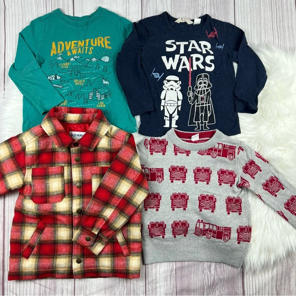 4T Boy Assorted Brand Fall Winter Clothing Bundle Long Sleeve